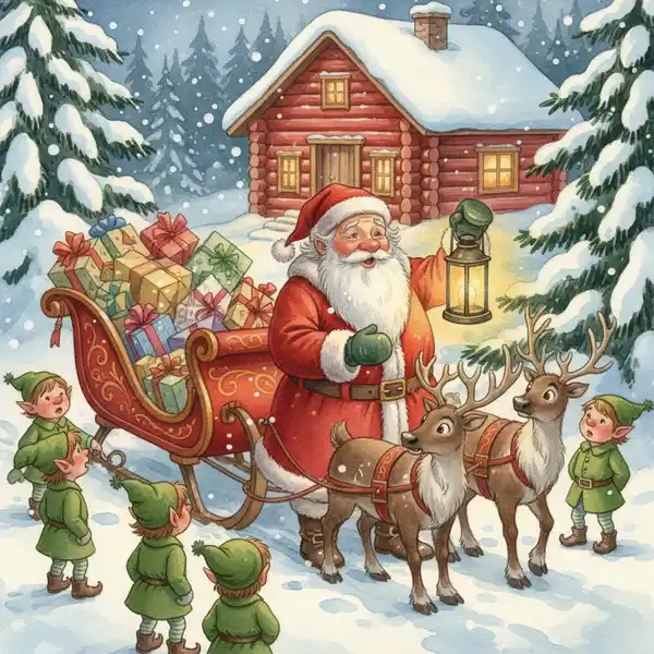 Kuvitus tarinasta: Joulupukki ja kadonneet lahjat (kappale 7)