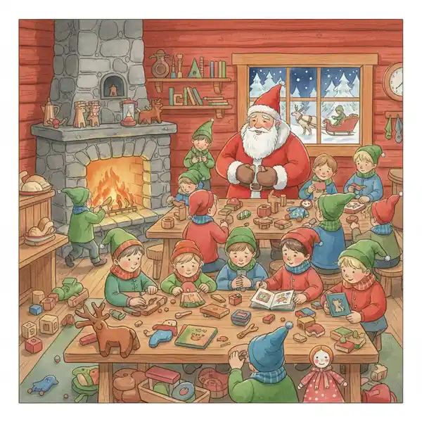 Kuvitus tarinasta: Joulupukki ja kadonneet lahjat (kappale 9)