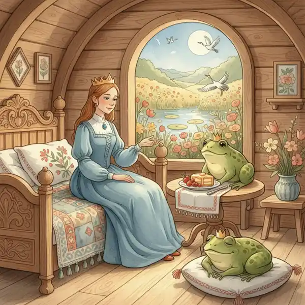 Kuvitus tarinasta: Pieni sammakkoprinssi (kappale 10)